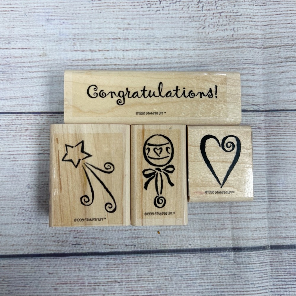 Stampin Up Vintage Special Day Limited Edition 1998 Wood Rubber Stamps Baby